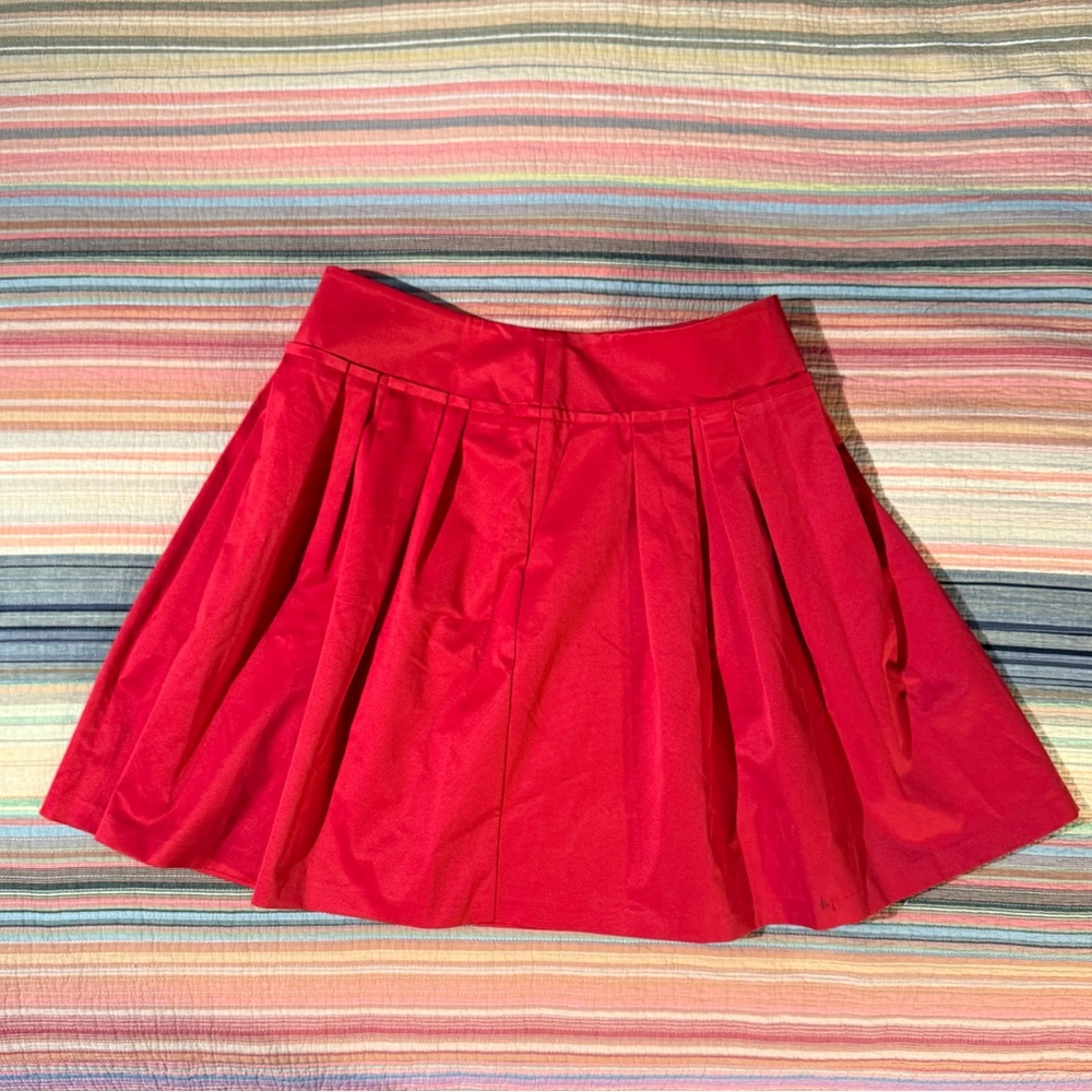 Ann Taylor Vibrant Red Pleated A-Line Skirt